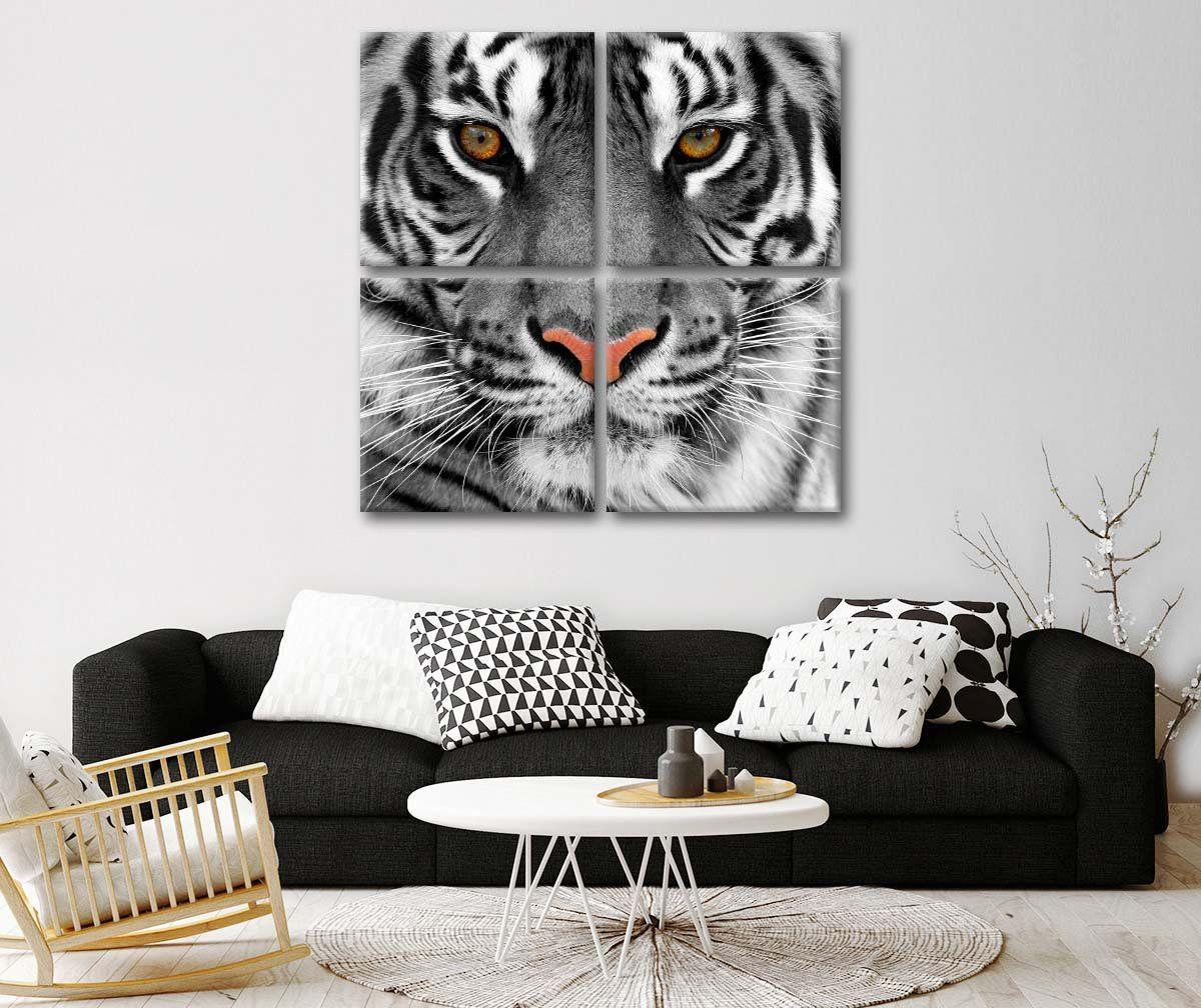 Četvorodelna slika na platnu — tigar
